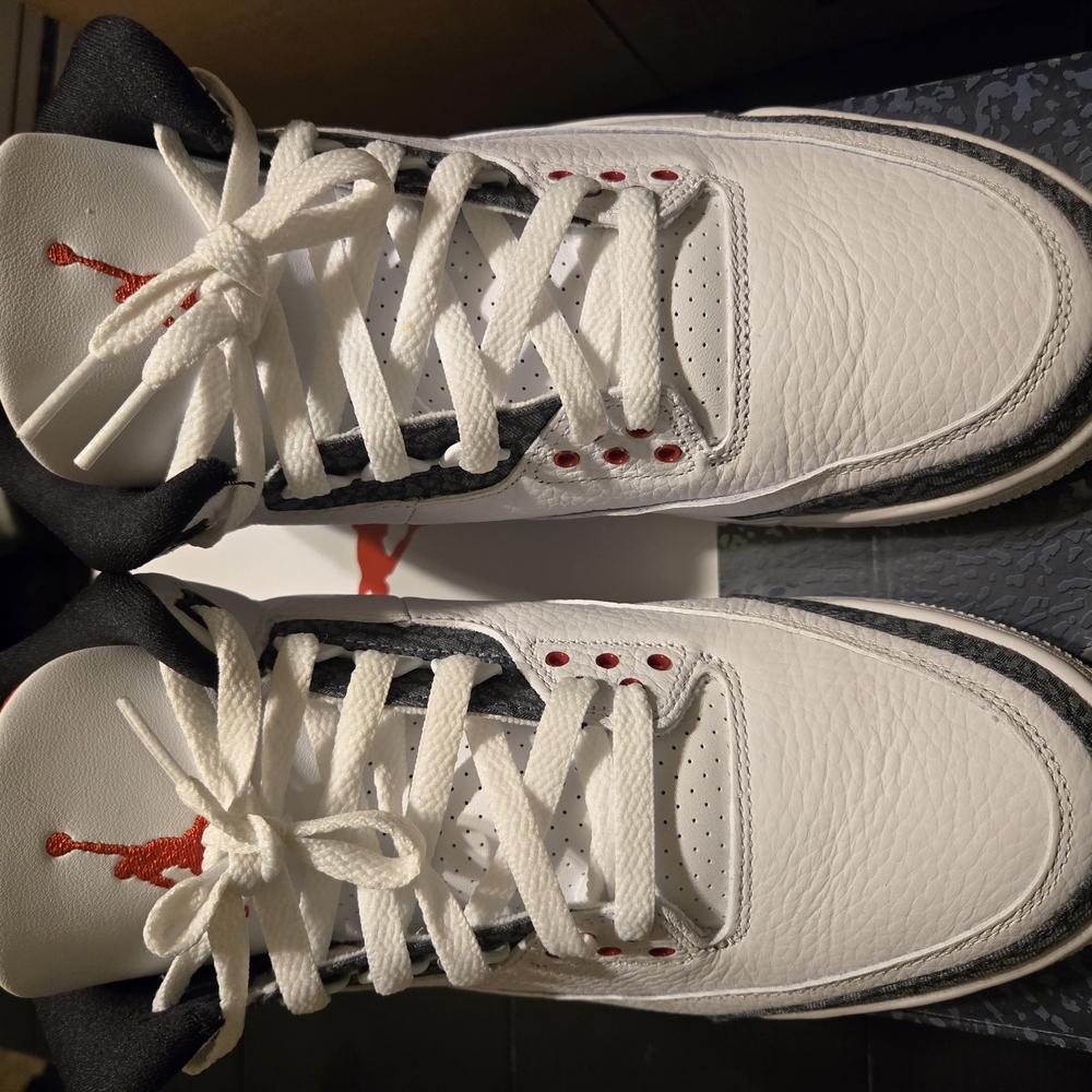 Jordan 3 Retro White and Black Sneakers with Red Accents
